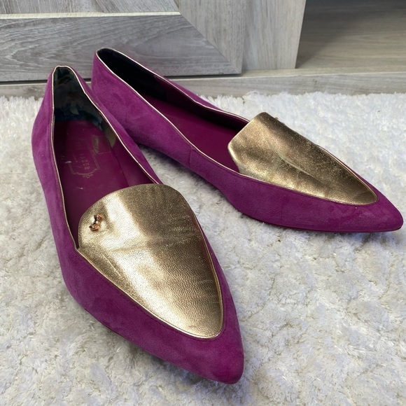 Ted Baker Oleshky Purple/Metallic Leather Ballet Flats US  10.5-11  EU 41 - Picture 1 of 10